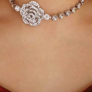 Full Diamond Rose Blossoms Necklace Set