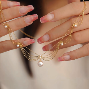 Court Style Pearl Lace Braided Necklace